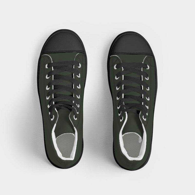 Dark Neutral Lime Women's High-Top Canvas Sneakers (GL2-NE-DA) - Top