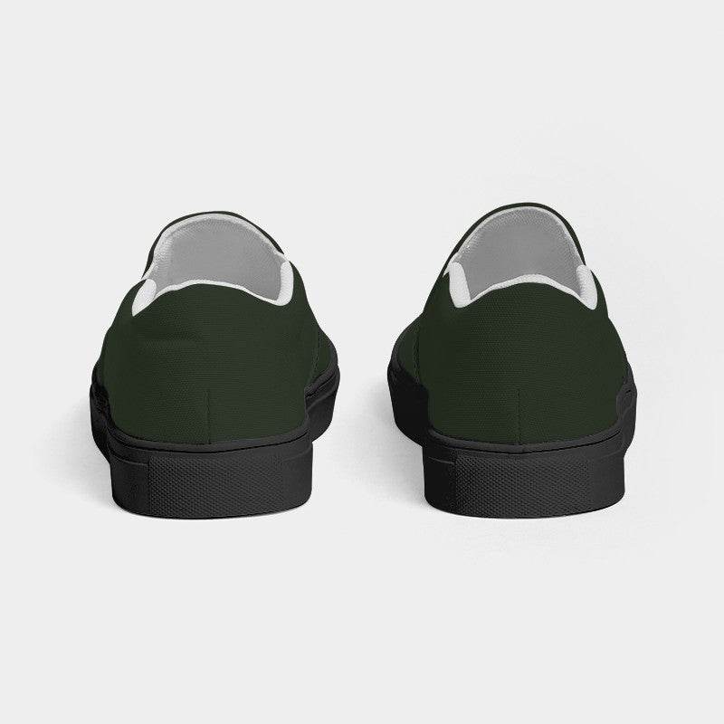 Dark Neutral Lime Women's Slip-On Canvas Sneakers (GL2-NE-DA) - Back