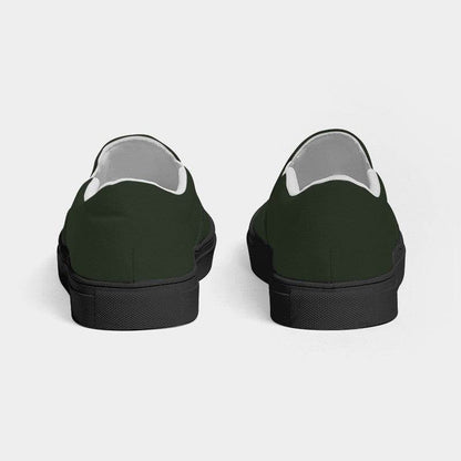 Dark Neutral Lime Women's Slip-On Canvas Sneakers (GL2-NE-DA) - Back