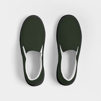 Dark Neutral Lime Women's Slip-On Canvas Sneakers (GL2-NE-DA) - Top