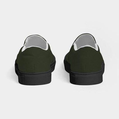 Dark Neutral Lime Women's Slip-On Canvas Sneakers (L-NE-DA) - Back