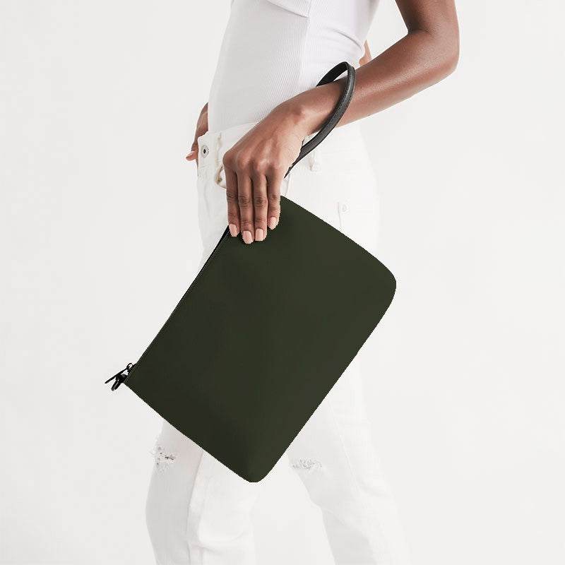 Dark Neutral Lime Zip Pouch (L-NE-DA) - Side Holding