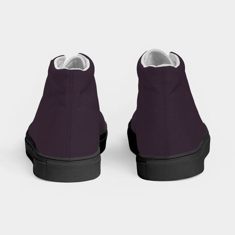 Dark Neutral Magenta Women's High-Top Canvas Sneakers (M-NE-DA) - Back