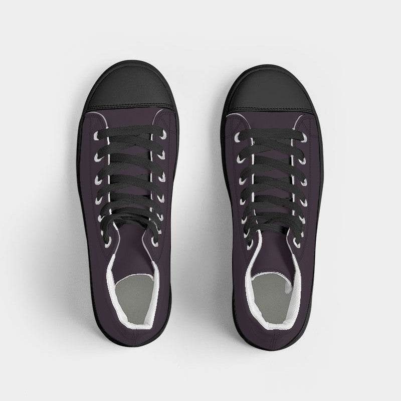 Dark Neutral Magenta Women's High-Top Canvas Sneakers (M-NE-DA) - Top
