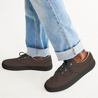 Dark Neutral Orange Men's Canvas Sneakers (OR2-NE-DA) - Man CloseUp
