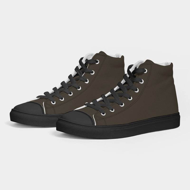 Dark Neutral Orange Men's High-Top Canvas Sneakers (YO2-NE-DA) - Side 3