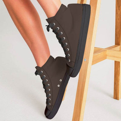 Dark Neutral Orange Women's High-Top Canvas Sneakers (OR2-NE-DA) - Woman CloseUp