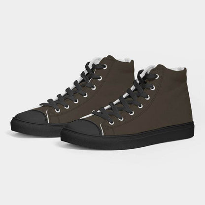 Dark Neutral Orange Women's High-Top Canvas Sneakers (YO2-NE-DA) - Side 3