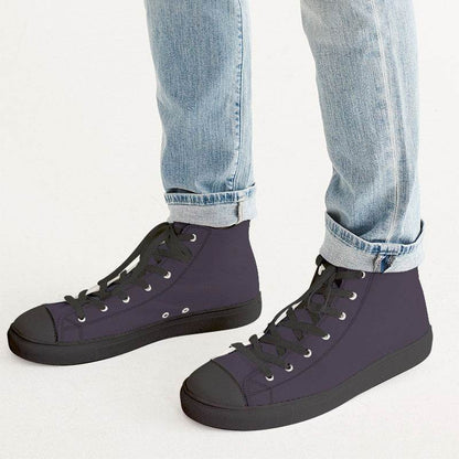 Dark Neutral Purple Men's High-Top Canvas Sneakers (MPU2-NE-DA) - Man CloseUp