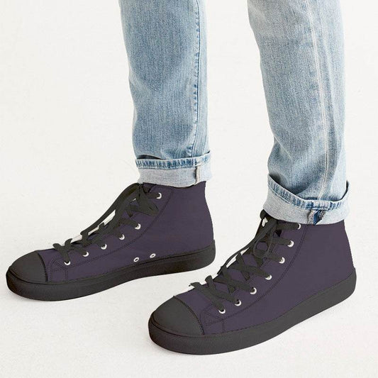 Dark Neutral Purple Men's High-Top Canvas Sneakers (MPU2-NE-DA) - Man CloseUp