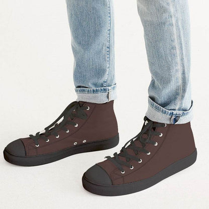 Dark Neutral Red Men's High-Top Canvas Sneakers (R-NE-DA) - Man CloseUp
