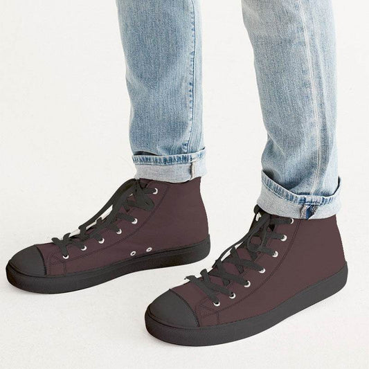 Dark Neutral Red Men's High-Top Canvas Sneakers (RPI2-NE-DA) - Man CloseUp