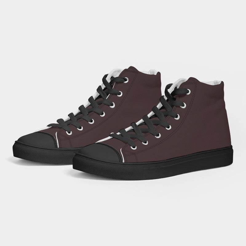 Dark Neutral Red Men's High-Top Canvas Sneakers (RPI2-NE-DA) - Side 3