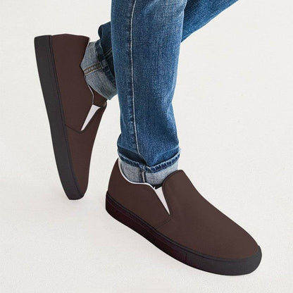 Dark Neutral Red Men's Slip-On Canvas Sneakers (R-NE-DA) - Man CloseUp