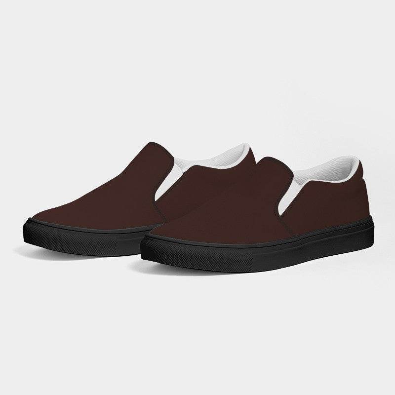 Dark Neutral Red Men's Slip-On Canvas Sneakers (R-NE-DA) - Side 3