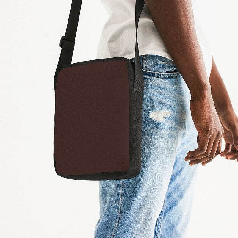 Dark Neutral Red Messenger Pouch (R-NE-DA) - Man Side CloseUp