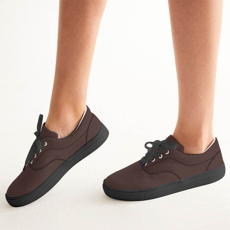 Dark Neutral Red Women's Canvas Sneakers (R-NE-DA) - Woman CloseUp
