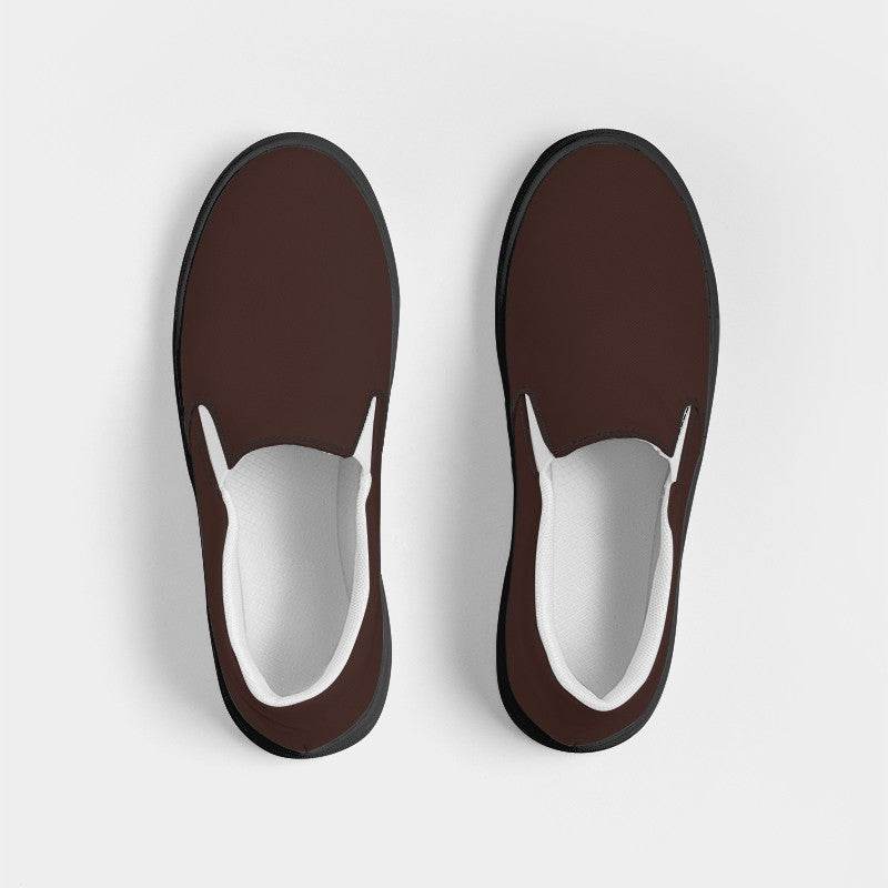 Dark Neutral Red Women's Slip-On Canvas Sneakers (R-NE-DA) - Top