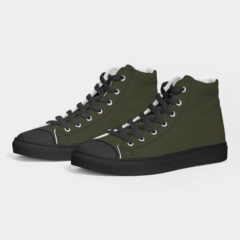 Dark Neutral Yellow Men's High-Top Canvas Sneakers (LY2-NE-DA) - Side 3