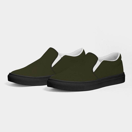 Dark Neutral Yellow Men's Slip-On Canvas Sneakers (LY2-NE-DA) - Side 3