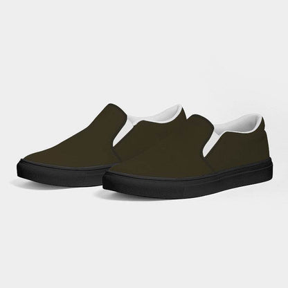 Dark Neutral Yellow Men's Slip-On Canvas Sneakers (Y-NE-DA) - Side 3