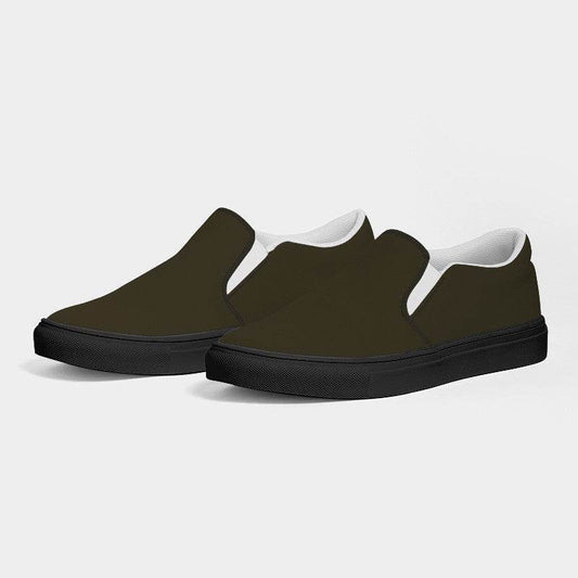 Dark Neutral Yellow Men's Slip-On Canvas Sneakers (Y-NE-DA) - Side 3