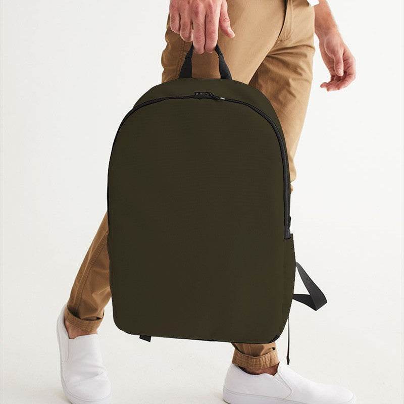 Dark Neutral Yellow Waterproof Backpack (Y-NE-DA) - Man Holding CloseUp