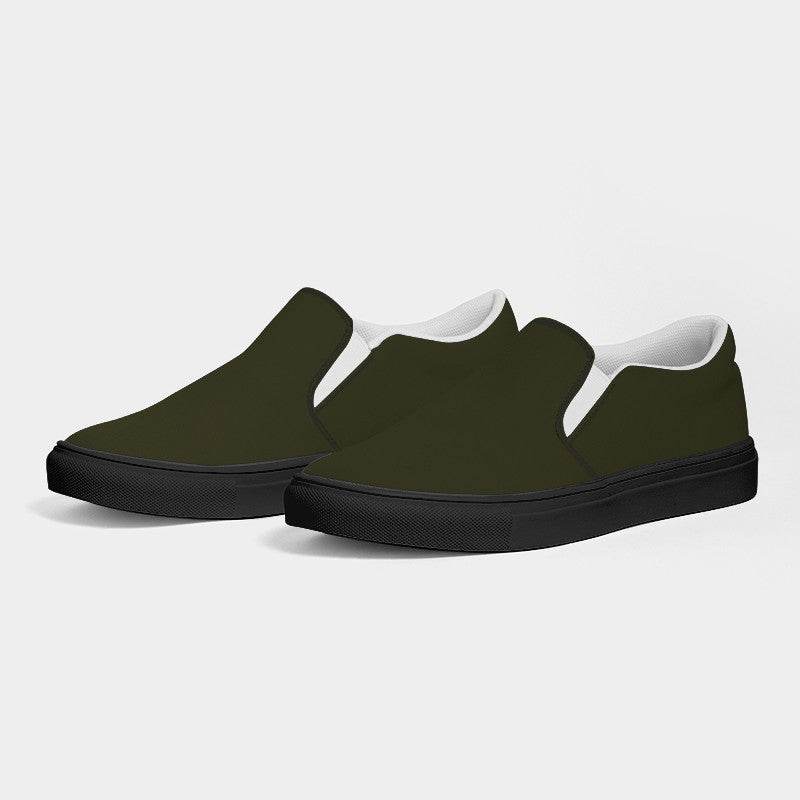 Dark Neutral Yellow Women's Slip-On Canvas Sneakers (LY2-NE-DA) - Side 3