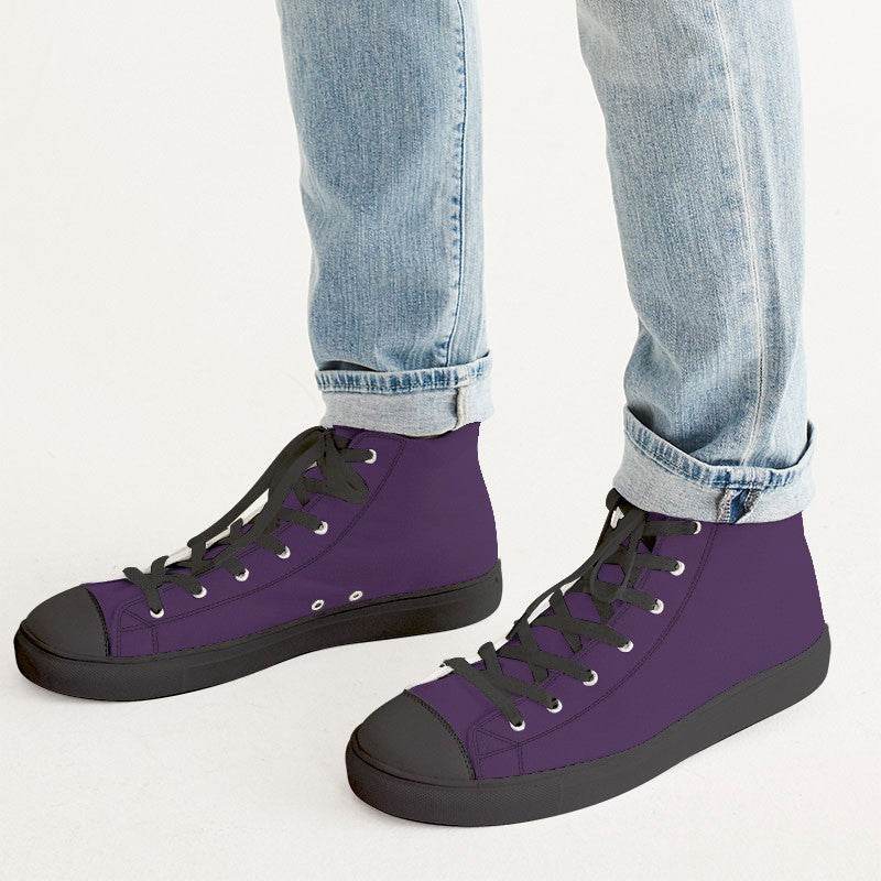 Dark Purple Men's High-Top Canvas Sneakers (MPU2-MU-DA) - Man CloseUp