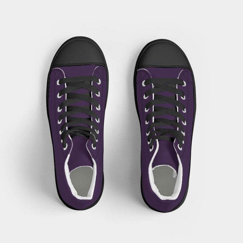 Dark Purple Women's High-Top Canvas Sneakers (MPU2-MU-DA) - Top