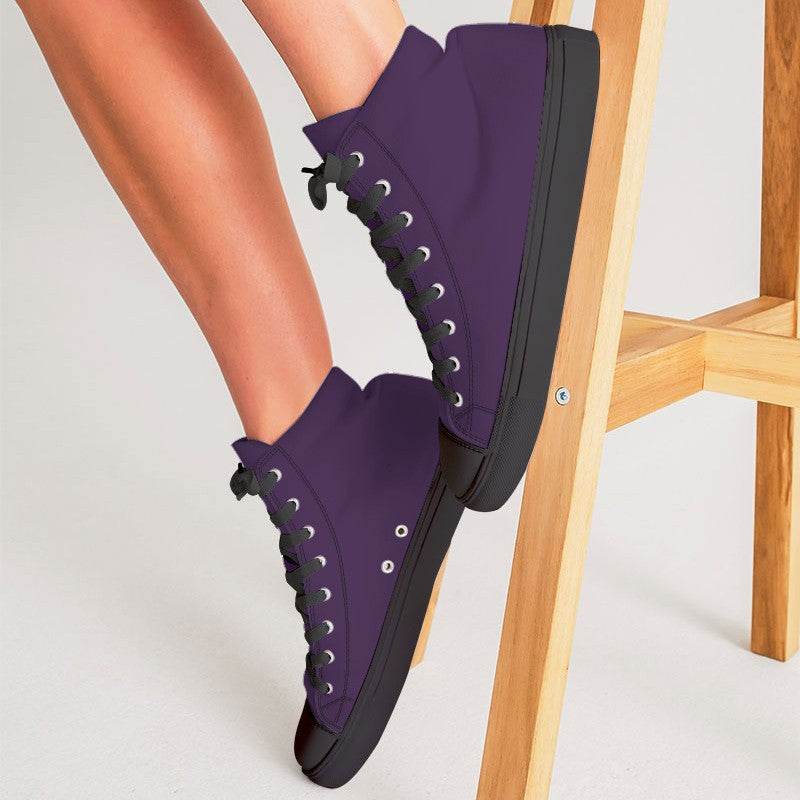 Dark Purple Women's High-Top Canvas Sneakers (MPU2-MU-DA) - Woman CloseUp
