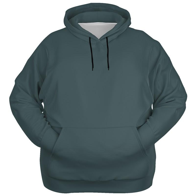 Dark Shaded Blue-Green Gray Hoodie (C30M0Y15K80) - Ghost Front PLUS