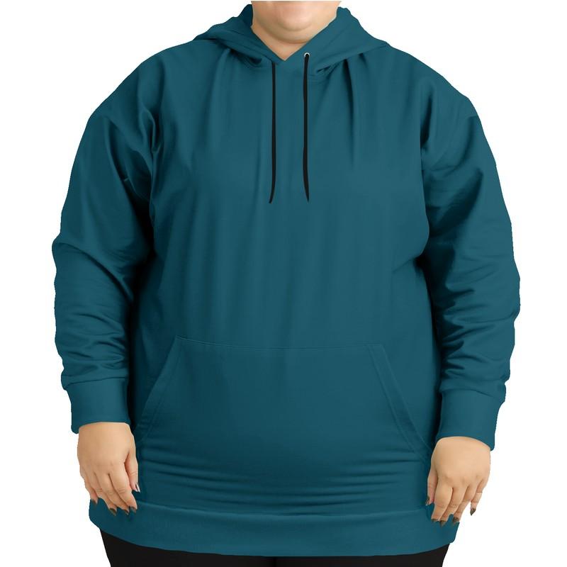 Dark Shaded Cyan Hoodie (C60M0Y0K80) - Woman Front PLUS