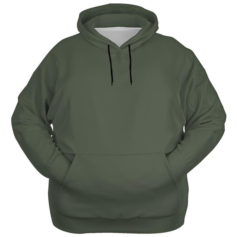 Dark Shaded Warm Green Gray Hoodie (C15M0Y30K80) - Ghost Front PLUS