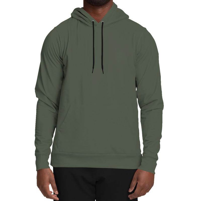 Dark Shaded Warm Green Gray Hoodie (C15M0Y30K80) - Man Front