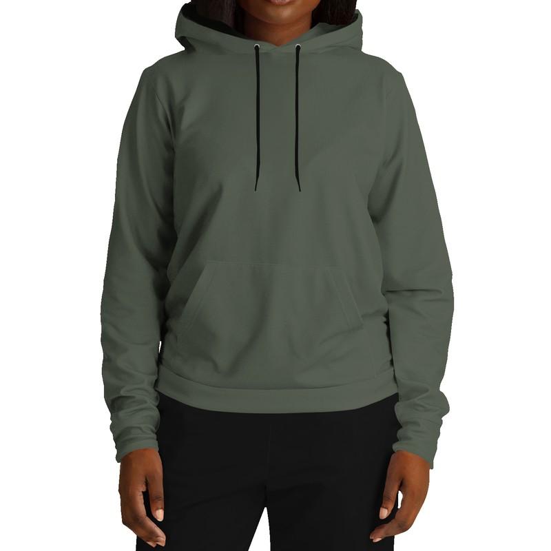 Dark Shaded Warm Green Gray Hoodie (C15M0Y30K80) - Woman Front