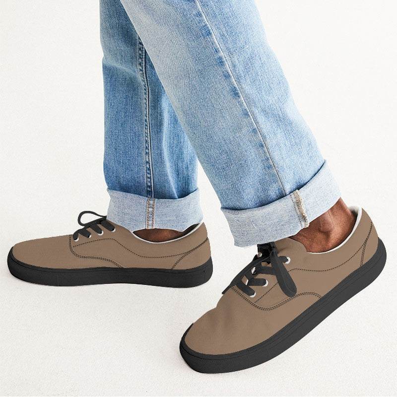 Dark Tan Men's Canvas Sneakers (O-FM-ME) - Man CloseUp