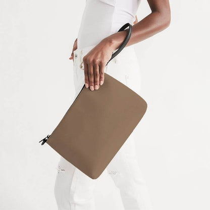 Dark Tan Zip Pouch (O-FM-ME) - Side Holding