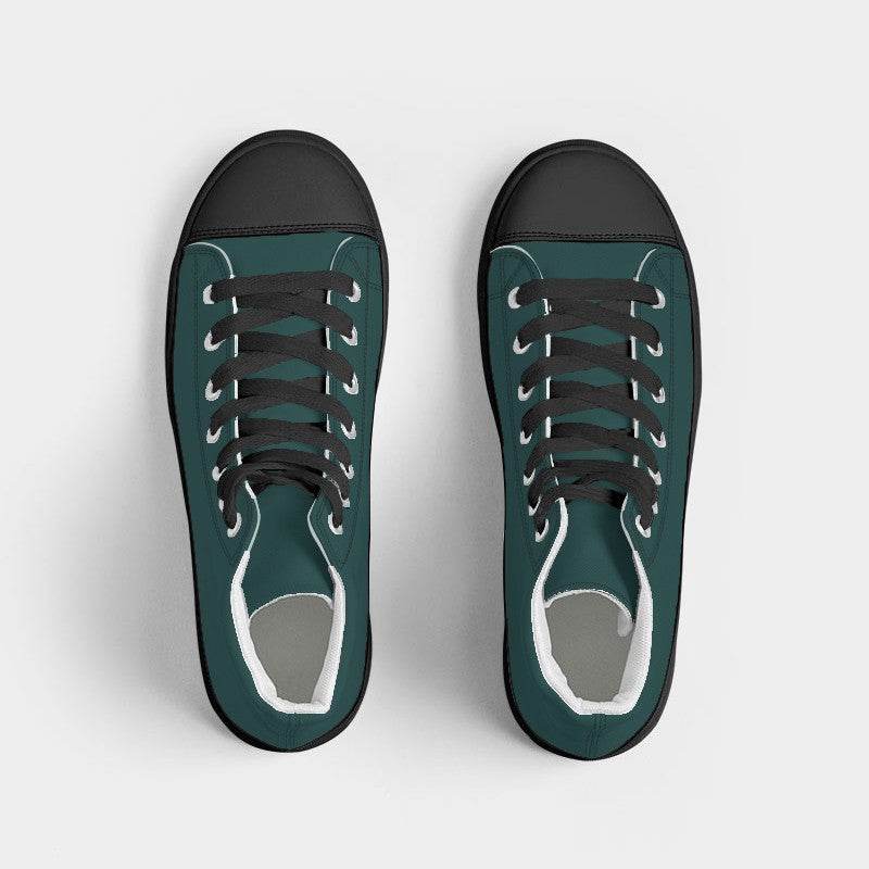 Dark Teal Men's High-Top Canvas Sneakers (CBG2-MU-DE) - Top