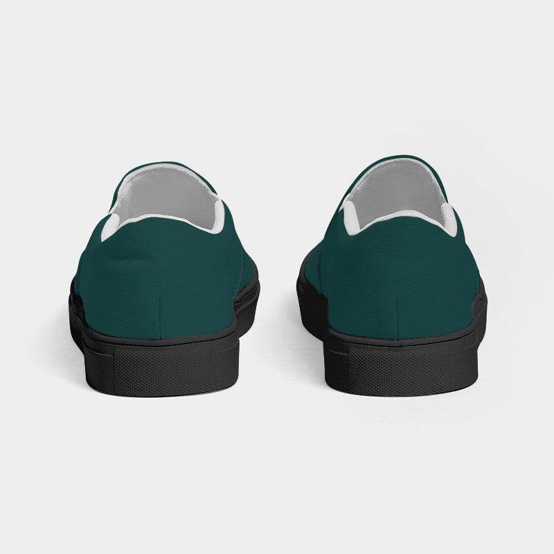 Dark Teal Men's Slip-On Canvas Sneakers (CBG2-MU-DE) - Back