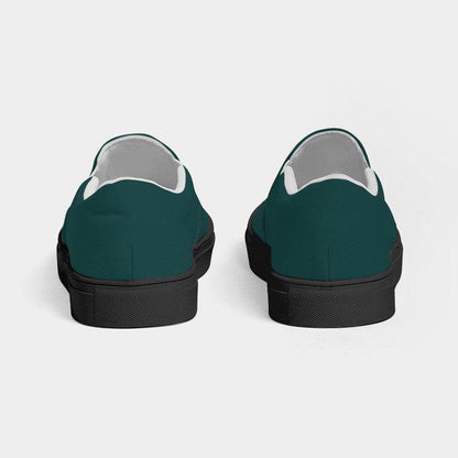 Dark Teal Men's Slip-On Canvas Sneakers (CBG2-MU-DE) - Back