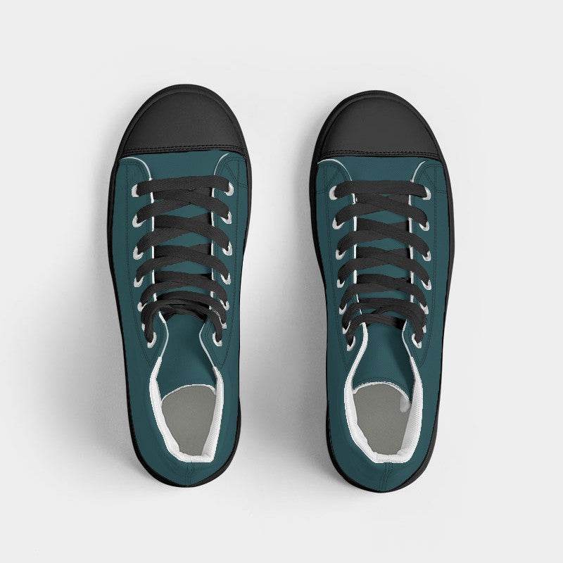 Dark Turquoise Men's High-Top Canvas Sneakers (C-MU-DE) - Top