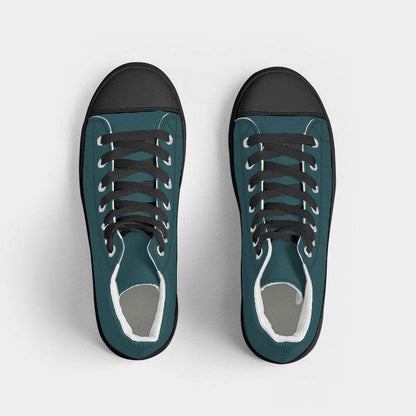 Dark Turquoise Men's High-Top Canvas Sneakers (C-MU-DE) - Top