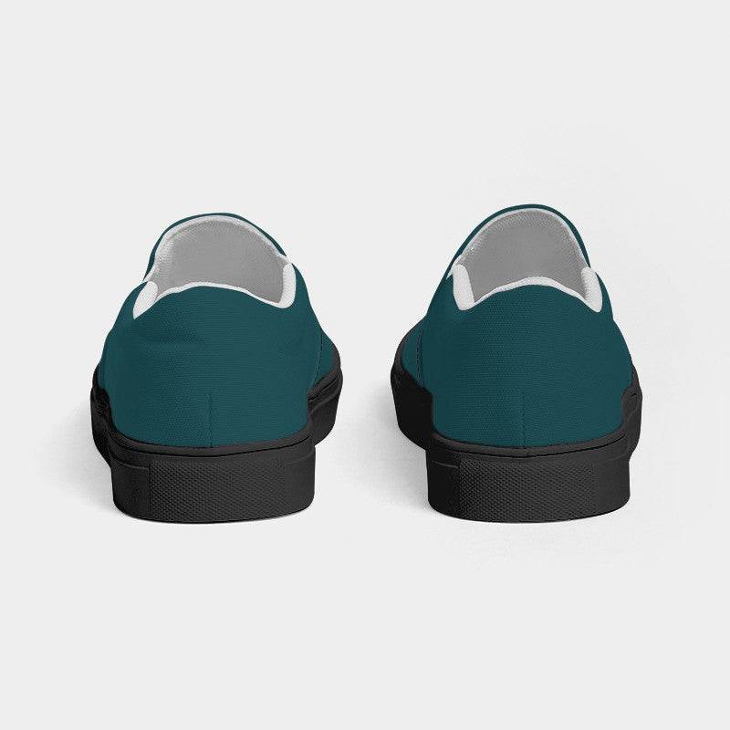 Dark Turquoise Women's Slip-On Canvas Sneakers (C-MU-DE) - Back
