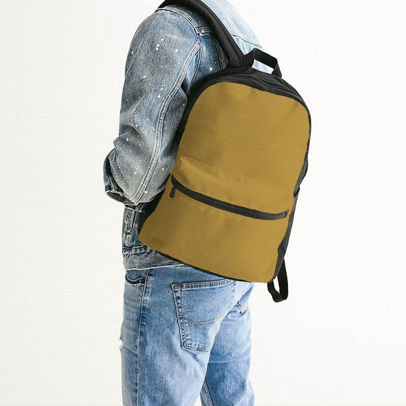 Dark Yellow Canvas Backpack (YO1-ME-MD) - Man Back CloseUp