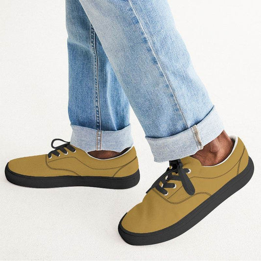 Dark Yellow Men's Canvas Sneakers (YO1-ME-MD) - Man CloseUp