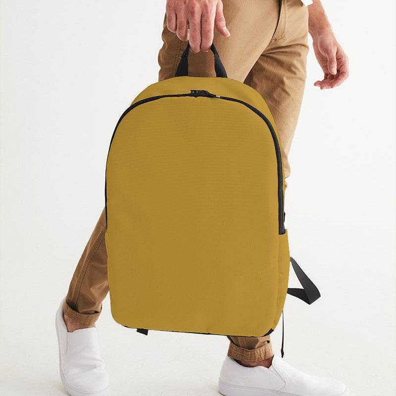 Dark Yellow Waterproof Backpack (YO1-ME-MD) - Man Holding CloseUp