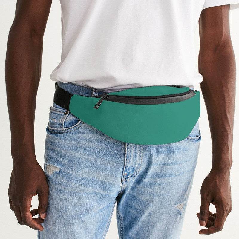 Deep Clear Blue-Green Belt Bag (BG-CL-DE) - Man Front CloseUp