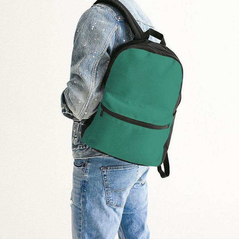 Deep Clear Blue-Green Canvas Backpack (BGG1-CL-DE) - Man Back CloseUp