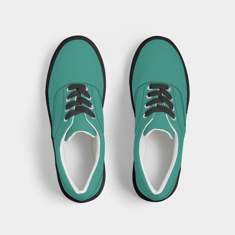 Deep Clear Blue-Green Men's Canvas Sneakers (BG-CL-DE) - Top